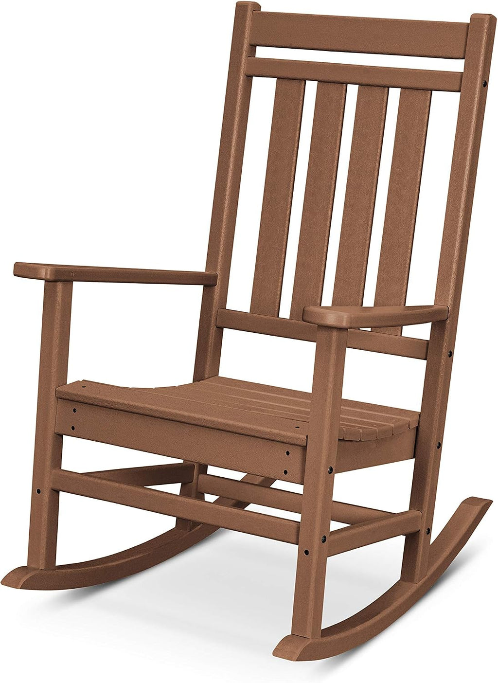 POLYWOOD Estate Traditional Porch Rocking Chair, Outdoor Rocker, Fade-Proof Recycled Lumber, Teak