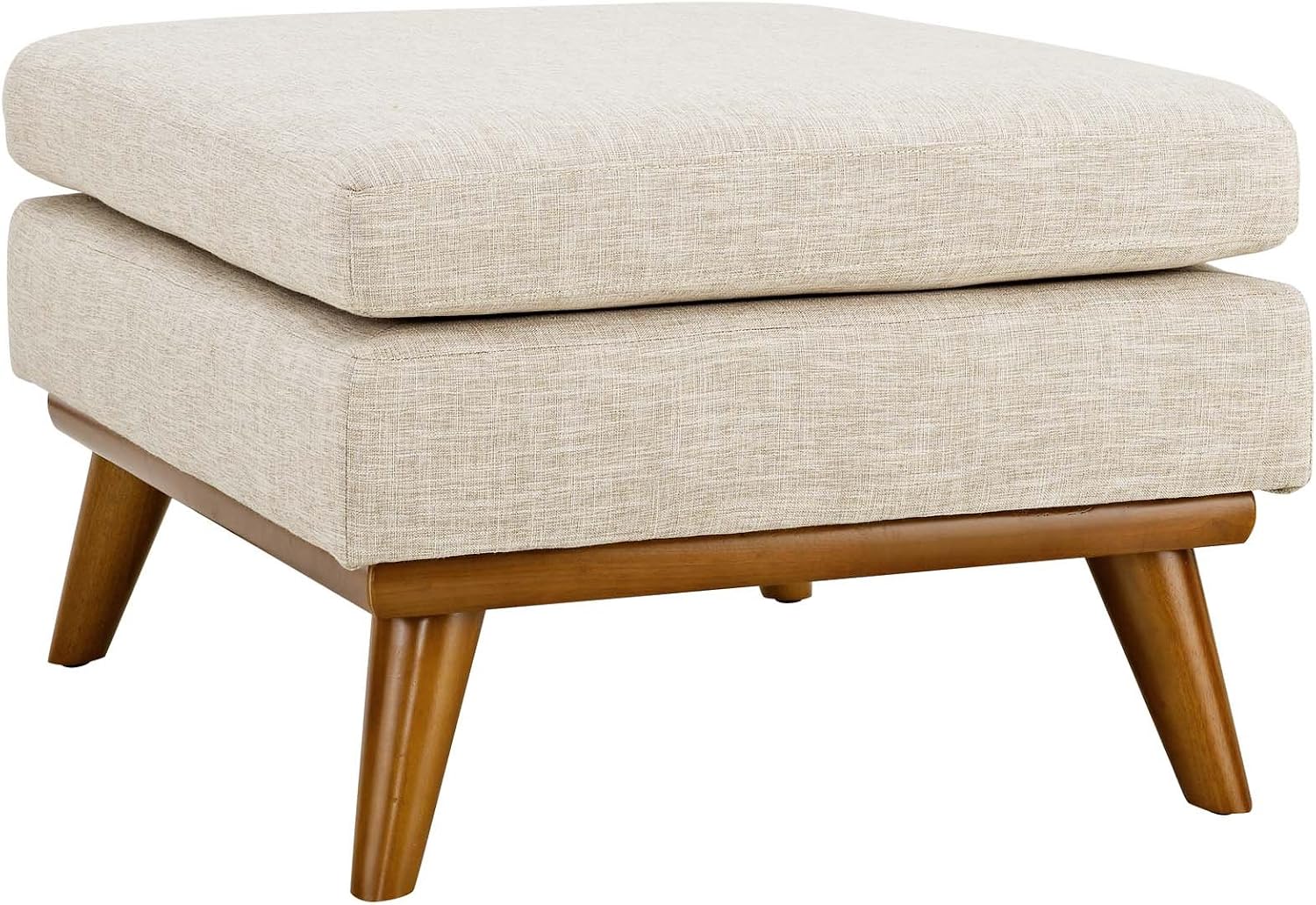 Modway Engage Mid-Century Modern Upholstered Fabric Ottoman in Beige