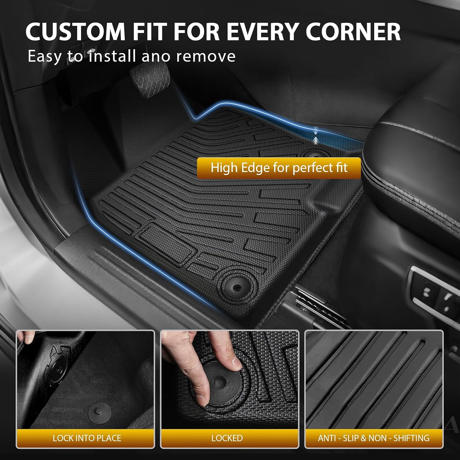 Powerty Floor Mats for Mazda CX-5 2017-2025, All Weather TPE Custom Cargo Liner Seat Back Covers Protectors Replacement for Mazda CX-5 Accessories (Floor Mats+Backrest Mat+Trunk Mat)