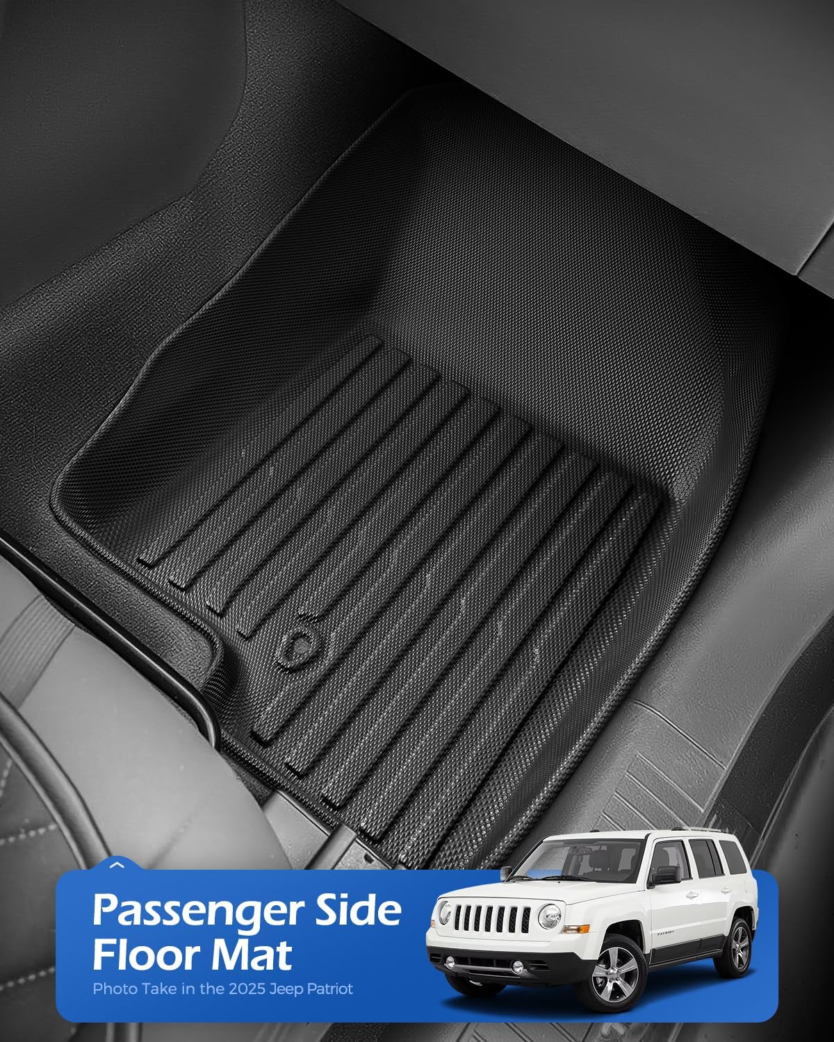 Car Floor Mats for Jeep Patriot 2007-2017: for Dodge Caliber 2007-2012/for Compass Old Body Style with Trunk Mat, 5PCS Rubber All Weather Black Floor Liners, Anti-Slip Interior Protection Accessories