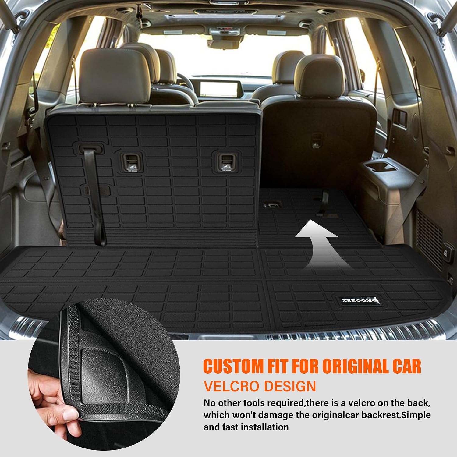 Floor Mats &Trunk Mat for 2024 2025 Hyundai Santa FE (Not for Hybrid) Seat with Backrest Mat All Weather TPE Rubber Cargo Liner Back Seat Cover 3rd Row for 2024 Hyundai Santa FE Accessories