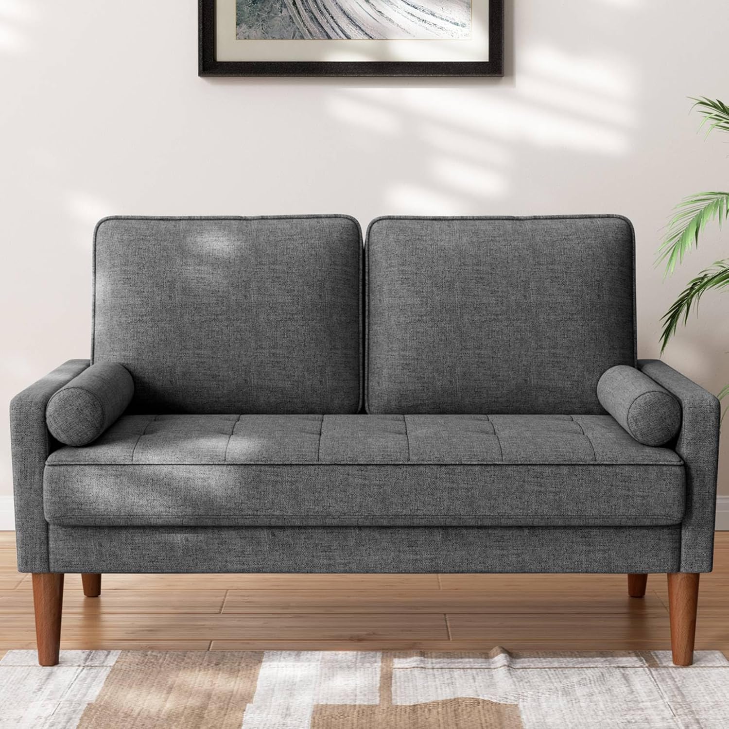 Vesgantti Loveseat Sofa 48' Small Couches for Small Spaces, Love Seat for Living Room, Bedroom, Easy Assembly Mid Century Modern Couch, Charcoal Gray