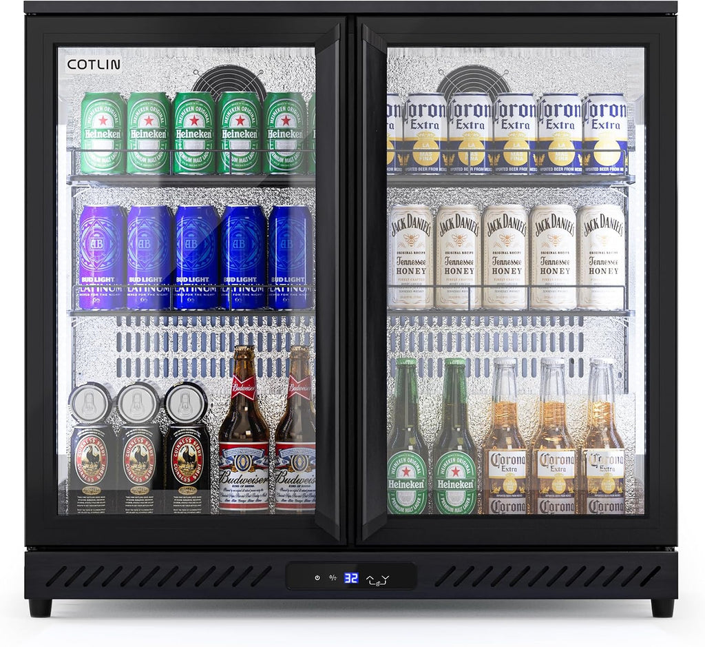 COTLIN 36 Inch Back Bar Cooler, Under Counter Beverage Refrigerator with LOW-E Glass, Free Standing Beverage Fridge, Adjustable Shelves, Drink Fridge for Beer, Wine, Soda, ETL and NSF Approved