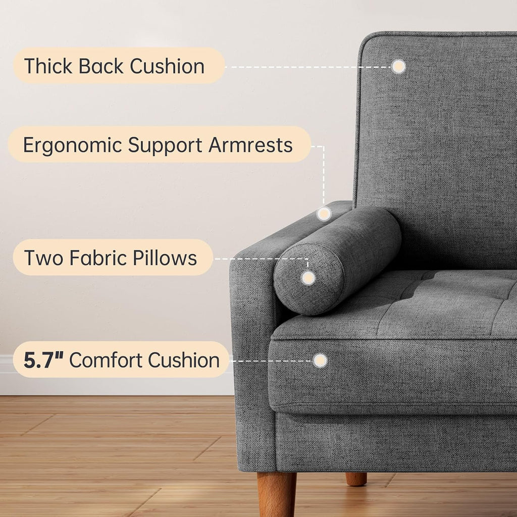 Vesgantti Loveseat Sofa 48' Small Couches for Small Spaces, Love Seat for Living Room, Bedroom, Easy Assembly Mid Century Modern Couch, Charcoal Gray