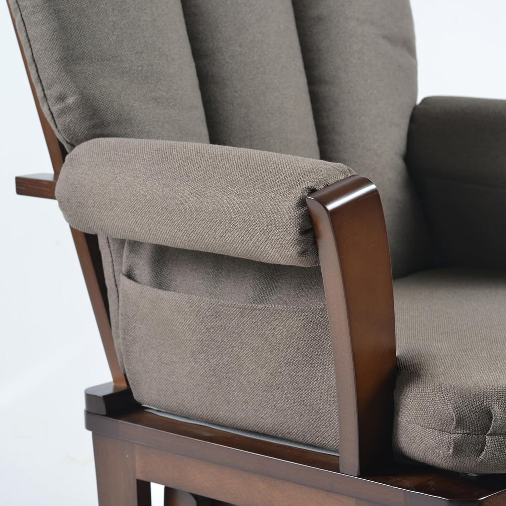 Joli Deluxe Glider Chair and Ottoman Set (Anthacite Fabric and Walnut Frame)