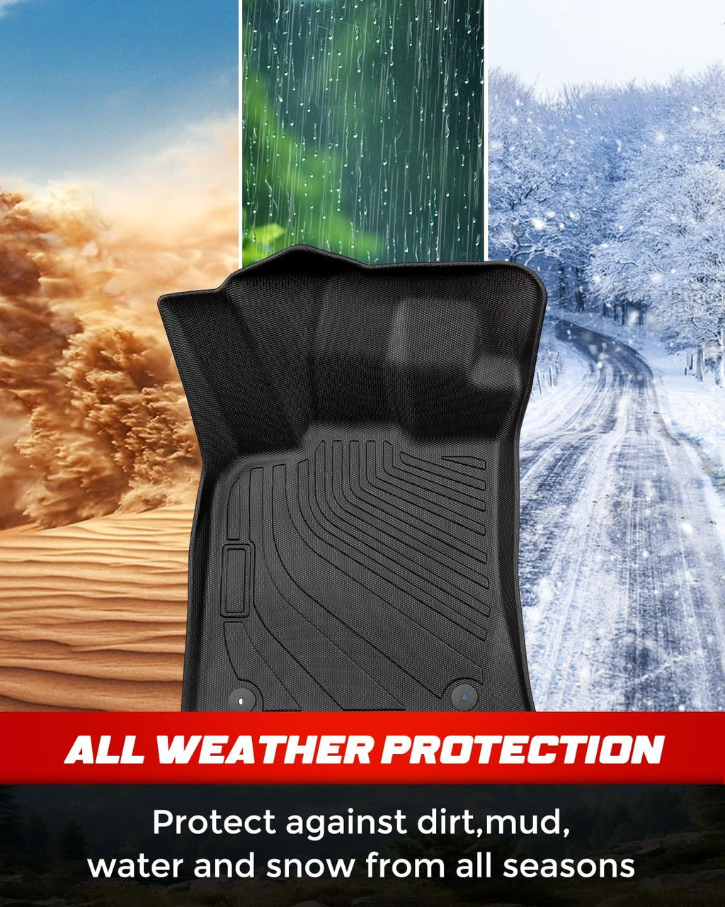Car Floor Mats for Porsche Macan 2014-2025 2026 4PCS Full Set Not for EV | All Weather Full Coverage Floor Liners Heavy Duty Waterproof Long-Lasting Macan T/S/Turbo/GTS Accessories TPE Rubber Carpet