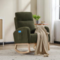 Cloud Rocking Chair Nursery, Comfy Glider Nursery Chair with Foot Rest, Upholstered Rocker, Modern Accent Reading Armchair with Solid Wood Base for Living Room, Bedroom (40' Green)