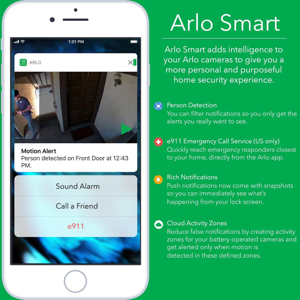 Arlo - Wireless Home Security Cameras with Motion Detection | Night vision, Indoor/Outdoor, HD Video, Wall Mount | Cloud Storage Included | 2 cameras - Eco Packaging (VMS3230B)