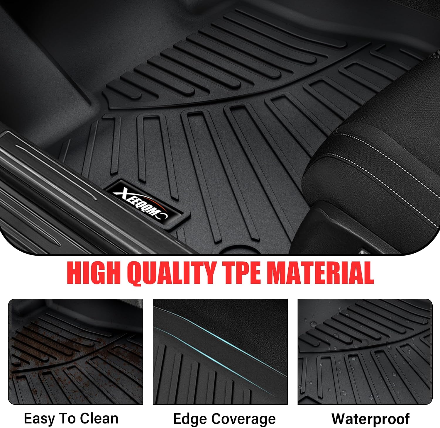 Floor Mats &Trunk Mat for 2024 2025 2026 Chevy/Chevrolet Traverse 7 Seats with Backrest Mat All Weather TPE Rubber Cargo Liner Back Seat Cover 3rd Row for Chevy Traverse 2026 Accessories