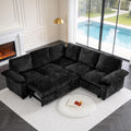 86 Inch Sectional Sleeper L Shaped Sofa with Pull Out Bed, Modular Sectional Sofa with Storage, Modern Chenille Cloud Couch, Sectional Couches for Living Room, Black