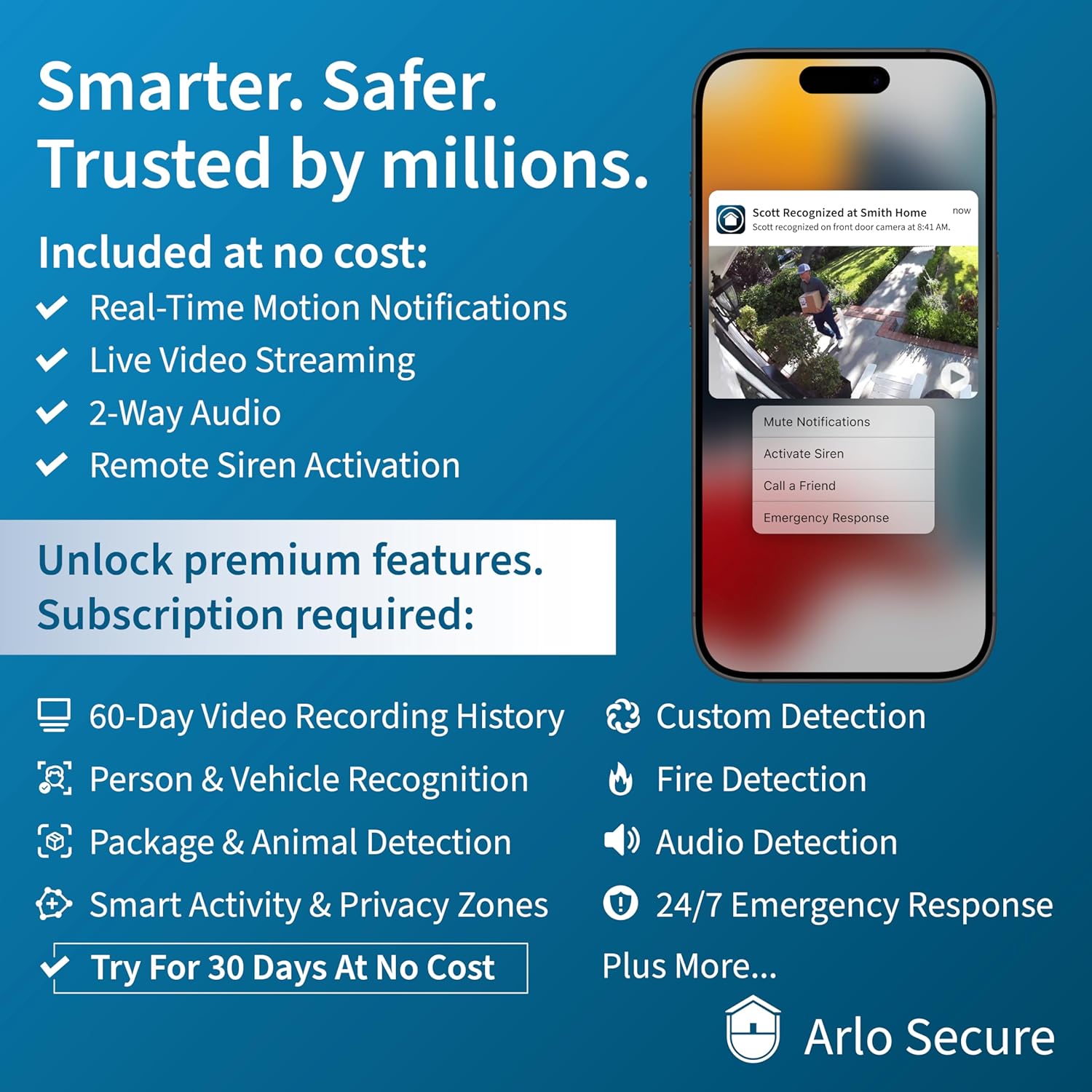 Arlo Ultra Security Outdoor Camera 4K HDR (2nd Gen, 2020 Release) + SmartHub, Battery Power, Emergency Response, AI Event Captions, 1-Month Trial of Secure Plan, 180° Field of View, 2 Cam, Black