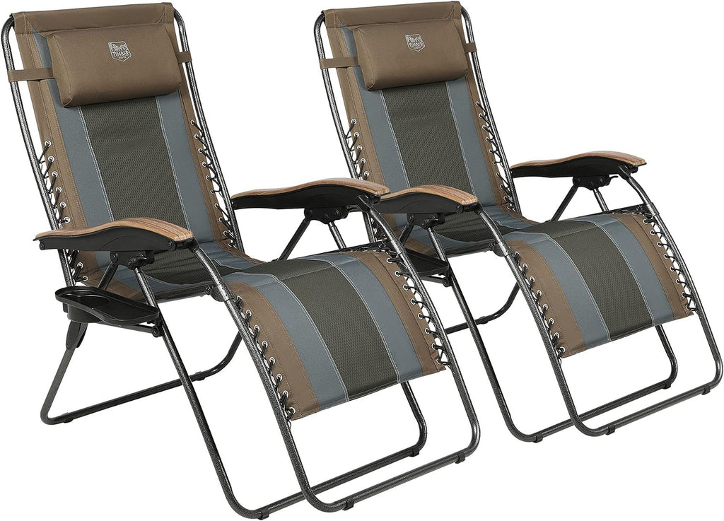 Timber Ridge Oversized Zero Gravity Chair, Padded Reclining Lounge Chair with Adjustable Headrest & Cup Holder, Heavy Duty Support 350 lbs, Foldable for Camping, Lawn, Outdoor & Indoor