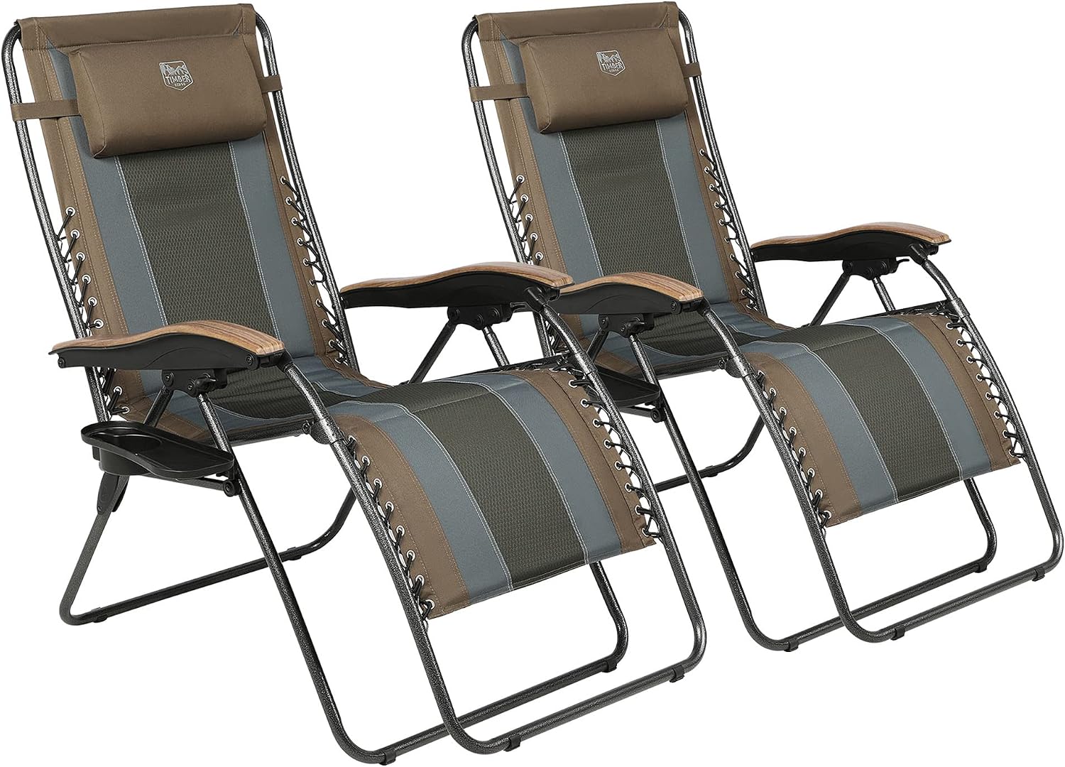Timber Ridge Oversized Zero Gravity Chair, Padded Reclining Lounge Chair with Adjustable Headrest & Cup Holder, Heavy Duty Support 350 lbs, Foldable for Camping, Lawn, Outdoor & Indoor