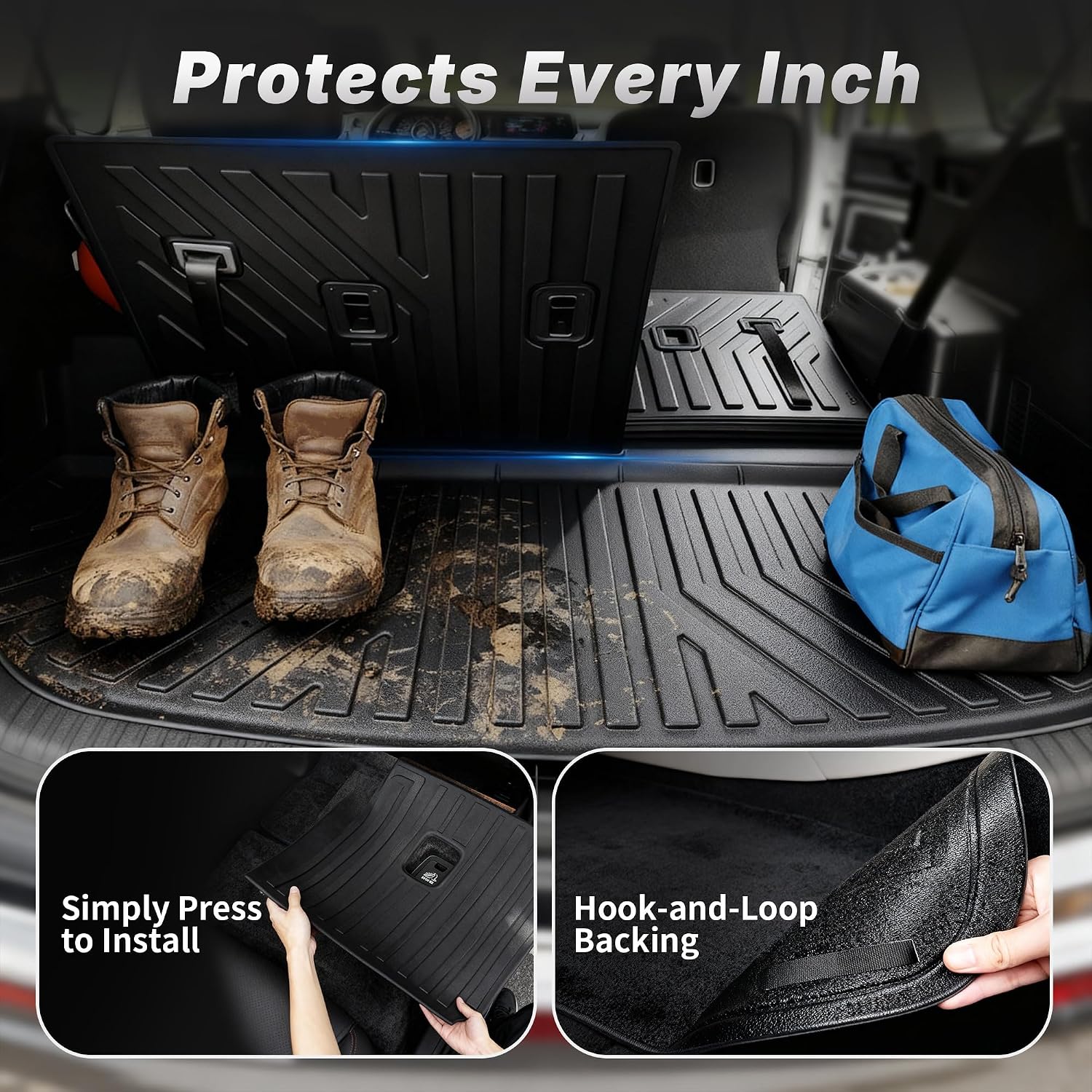 OEDRO Floor Mats & Cargo Liner with Backrest Mat for Chevy Traverse 2024-2026 (Only 7 Seats) & GMC Acadia 2024-2026 (Only 7 Seats) & Buick Enclave 2025-2026, Custom Fit TPE All Weather Floor Liners
