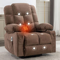 Massage Chair Recliner with Heat&USB,Comfotable Lazy Boy Recliner Chair with Cup Holder&2 Side Pockets,Manual Recliner Chair for Adults,Bread-Shaped,Heavy Duty,Fabric (Brown2)