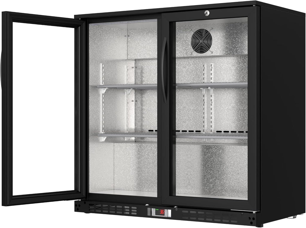 KoolMore BC-2DSW-BK Refrigerator, Double Door, Black