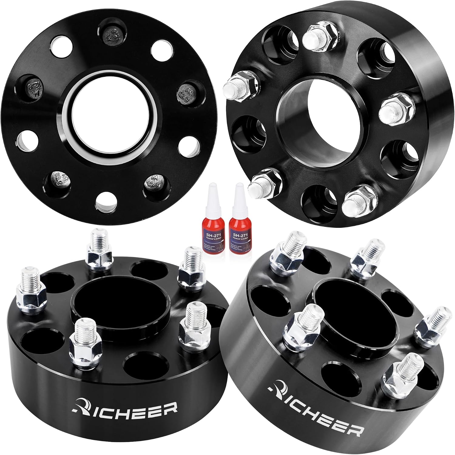Richeer 2 inch 5x5 Hubcentric Wheel Spacers for 2018-2024 Wrangler JL, 2011-2024 Grand Cherokee WK2 WL, 2019-2024 Gladiator JT, 2011-2023 Durango with 14x1.5 Studs & 71.5mm bore