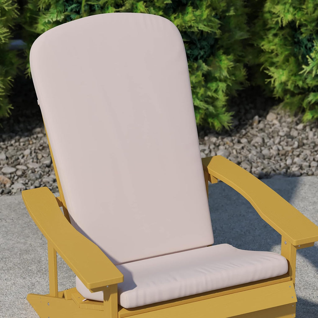 Flash Furniture Charlestown Set of 2 Adirondack Chair Cushions - Cream Fabric Cushions - 2' Thick Padding - Indoor/Outdoor - Patio Chair Replacement Cushions