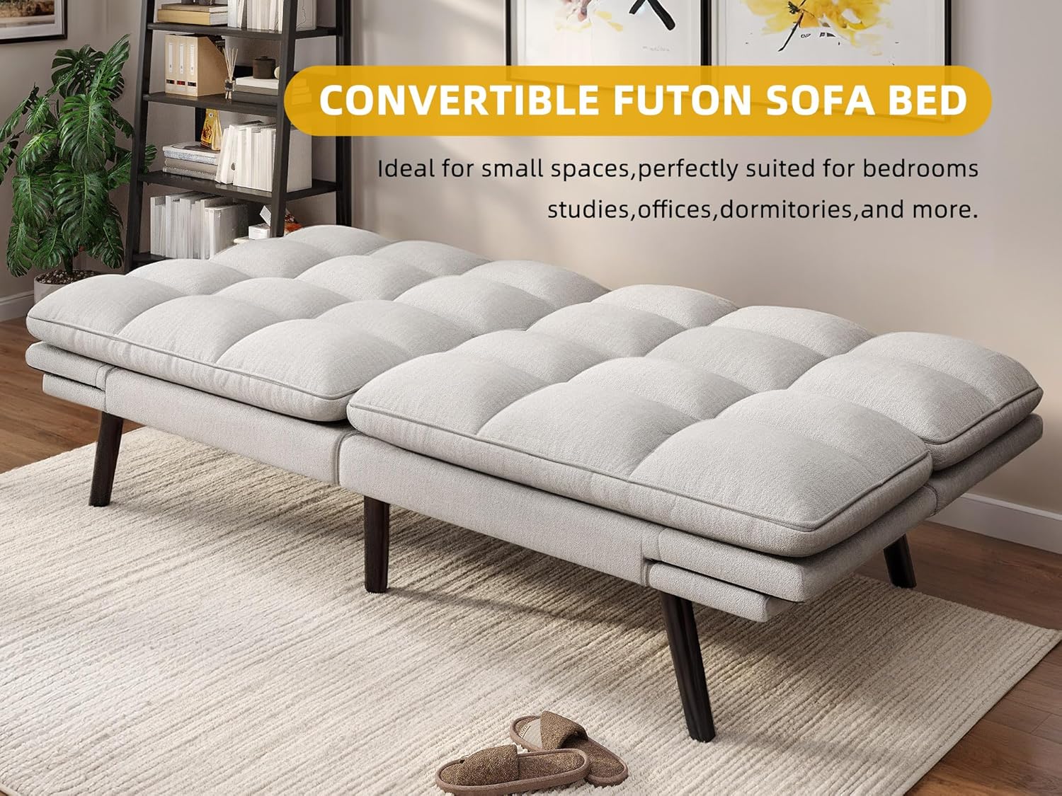 YITAHOME Convertible Futon Sofa Bed, 70' Folding Futon Set for Living Room Home Office Aprtment, Modern Futon Couch with Adjustable Backrest & Armrests, Recliner Lounge, Loveseat Sofa