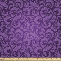 Lunarable Violet Fabric by The Yard, Vintage Inspired Ornamental Antique Motifs Baroque Leaf Silhouettes Floral, Decorative Fabric for Upholstery and Home Accents, 10 Yards, Purple