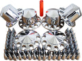 MRJLK Chrome ABS Complete Axle Cover Set with Hub Caps and 33mm Screw-On Spiked Lug Nut Covers for Semi Trucks (2 Front and 4 Rear)