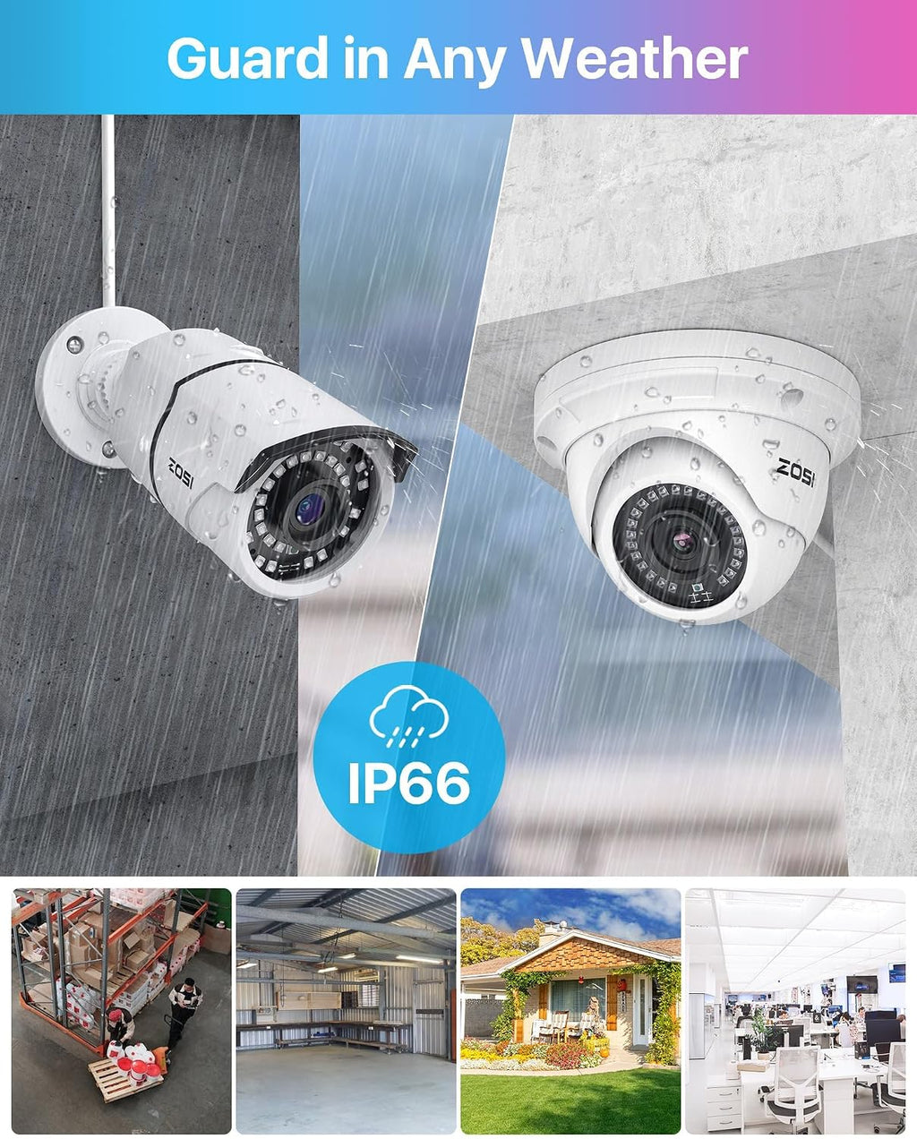 ZOSI 4K PoE Home Security Camera System, 8pcs 5MP Wired Outdoor Indoor Surveillance IP Metal Cameras, Night Vision, Person Vehicle Detection, 8 Channel 8MP NVR with 2TB Hard Drive for 24/7 Recording