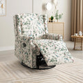 Swivel Rocker Recliner Chair, 360° Swivel Wingback Recliner Chairs for Adults, Upholstered Printed Fabric Glider Rocking Chair with High Back, Deep Seat for Living Romm Bedroom, Bird