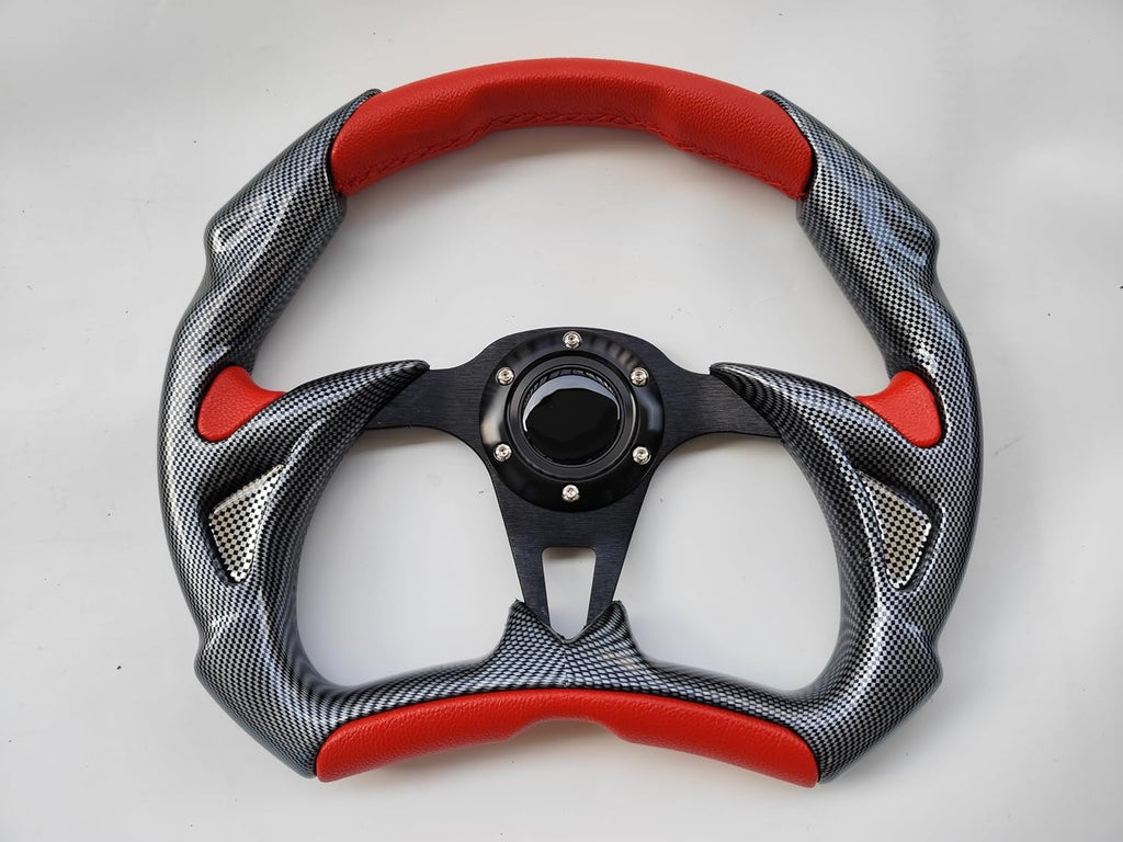 14-inch 350mm Red + Black Steering Wheel for Polaris Slingshot RZR 800 1000 UTV ATV Boat Golf Cart - Universal Fit No Quick Release or Adapter