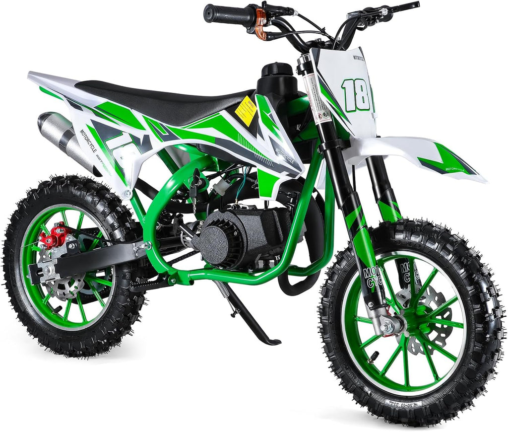 49cc 2-Stroke Kids Dirt Bike, Gas Power Motocross, Off Road Mini Motorcycle, Pocket Motorbike with Front Rear Disc Brakes, Racing Max Speed 30KM/H (Red)