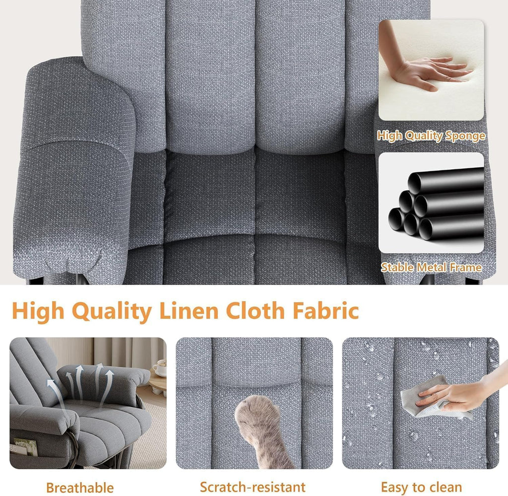 JIASTING 360° Swivel Recliner Chair with Ottoman & Double Side Pockets, Nursing Glider Rocking Recliner Chair, Gliding Chairs for Nursery, Living Room, Bedroom, Office (Gray)