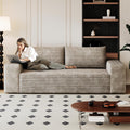 Ball & Cast 63' Loveseat Sofa with Deep Seat,Memory Foam,2 Seater Floor Couch with Corduroy Fabric,No Assembly,Cloud Sofas Couches for Small Spaces Living Room Bedroom Apartment,Easy to Move,Camel