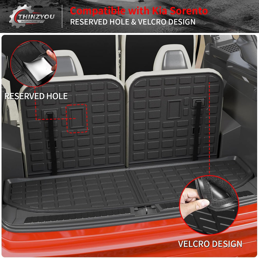 Floor Mats Compatible with 2021-2025 2026 Kia Sorento 6&7 Passenger Cargo Mat TPE Back Seat Cover Protector 2024 Sorento Accessories (Fit 6&7 Seats,Trunk Mat with Backrest Mats+Floor Mats)