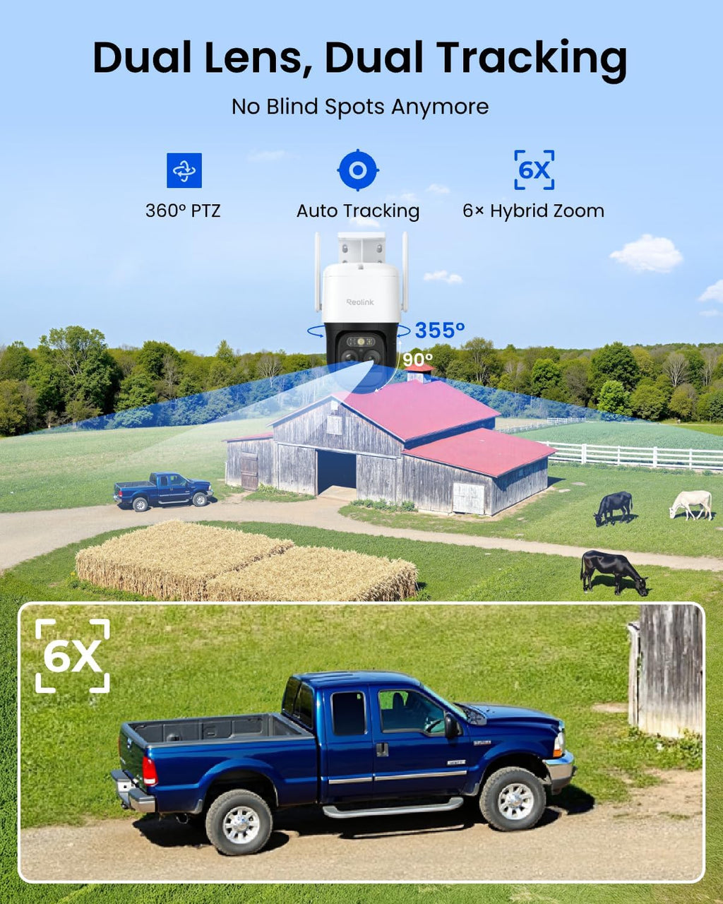 REOLINK Smart Cellular Battery/Solar Security Camera Outdoor, 2K HD, AOV Camera & 24/7 Recording, Long Battery Life, ColorX, Smart Detection, 512GB Local Storage, TrackMix LTE Plus 2+Solar Panel Plus