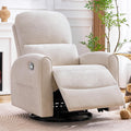 Swivel Rocker Recliner, Manual Swivel Glider Nursery Recliner Chair with Adjustable Headrest and Lumbar Support, Rocking Recling Chairs for Small Space, Living Room, Bedroom, Camel