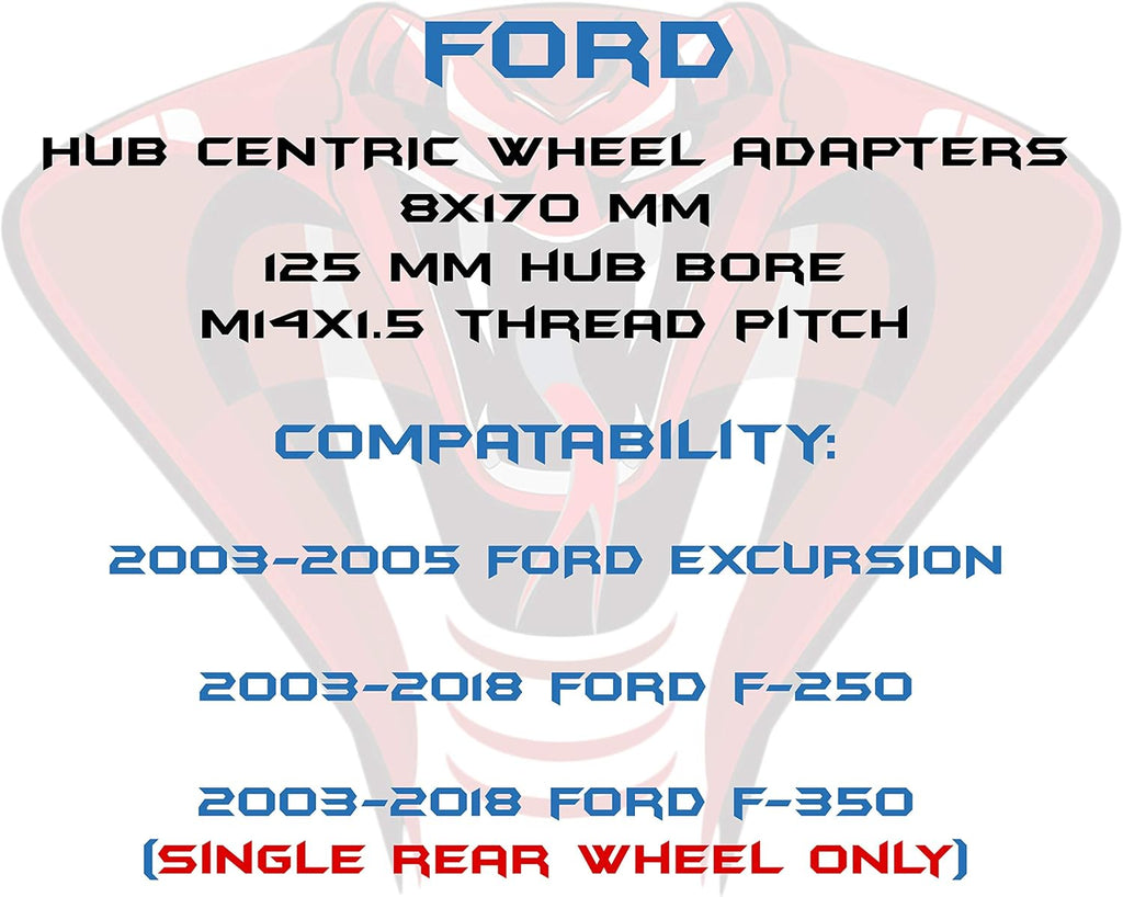 4 Pc Hub Centric Wheel Adapters Spacers | 8x170 MM | 1' Thick | M14x1.5 + 32 Pc Tall Opened End Purple Lug Nuts W/Thread Locker Works with 2003-2019 Ford F-250 F-350 Super Duty