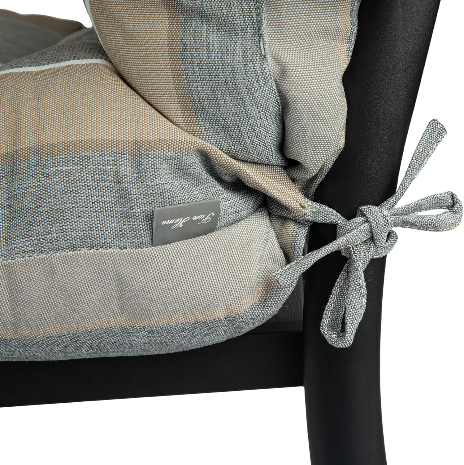 Outdoor High Back Chair Cushions Set of 2,Reversible Lawn Chair Cushion 44 x22 inch,Water Resistant Tufted Adirondack Chair Cushion,for Garden Rocking Chair,Patio Furniture(Gray Stripe)