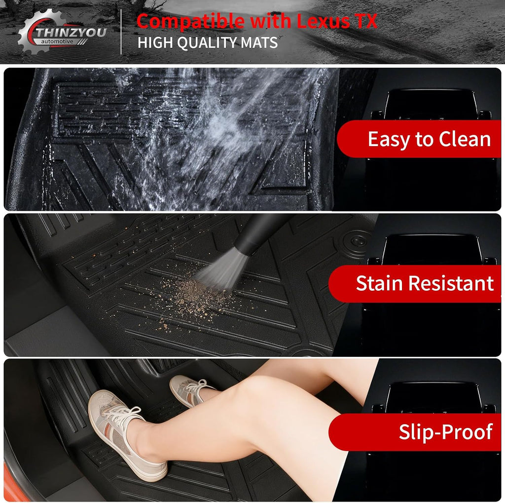 Floor Mats Compatible with 2024 2025 2026 Lexus TX350 TX500h TX550h+ 6&7 Seats Cargo Mat Trunk Liner Back Seat Cover All Weather TX Accessories (Floor Mats+Trunk Mat with Backrest Mat)