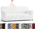PAULATO BY GA.I.CO. Stretch Sofa Slipcover 1-Piece Elastic Couch Covers for 3-Seater & 4-Seater Sofa Loveseat Armchair Non-Slip Cover Machine Washable Protector – Crisp White (64'-85' Wide)