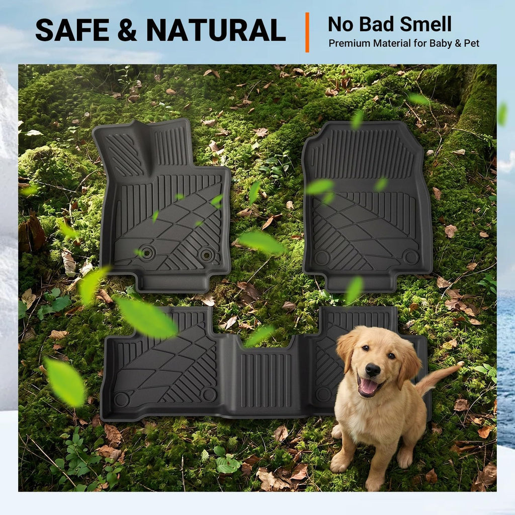 powoq Floor Mat Compatible with 2026 Toyota RAV4 Floor Liner (NOT for PHEV/Subwoofer) TPE Backrest Trunk Mat Replacement for 2026 Toyota RAV4 Accessories (Trunk Mat+Backrest Mat+Floor Mats)
