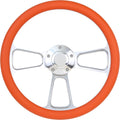 5-bolt Steering Wheel 14 Inch Aluminum with Orange Wrap and Horn