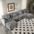 Real Relax 145'' Modular Sectional Sofa, U Shaped Chenille Convertible Couch with Movable Ottoman, 8 Pillows and 2 Armrest Pillows for Living Room, Office and Leisure Places, Dark Gray