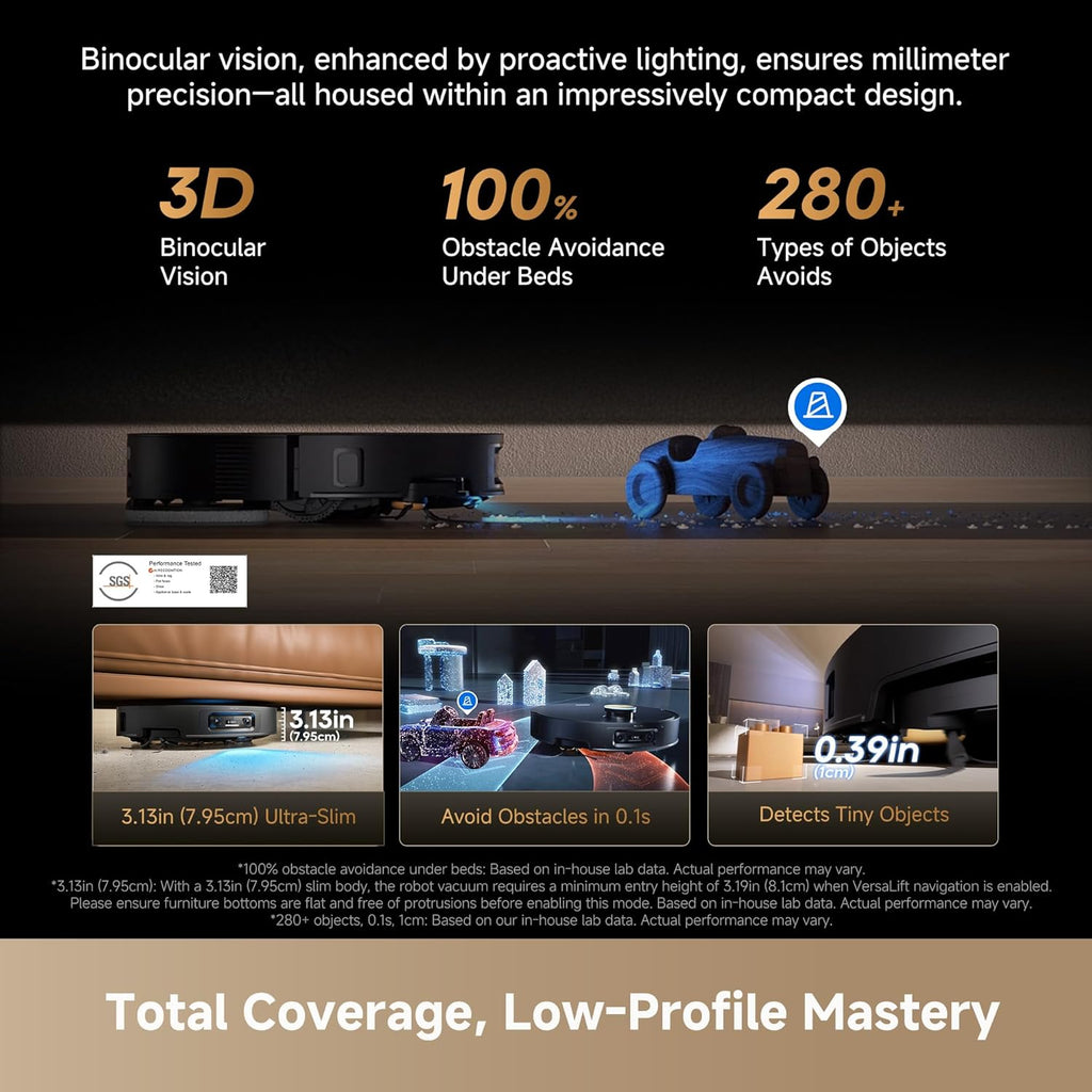 DREAME X60 Max Ultra Complete Robot Vacuum and Mop, Upgraded from X50 Series, 3.13in (7.95cm) Ultra-Thin Design, 35,000Pa Suction, Self Emptying&Refilling, Mop Self-Cleaning, 280+ Obstacle Avoidance