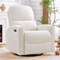 Power Swivel Rocker Recliner, Swivel Glider Nursery Electric Recliner Chair with Lumbar Support, Upholstered Rocking Recling Chairs for Adults Nursery, Living Room, Bedroom, White