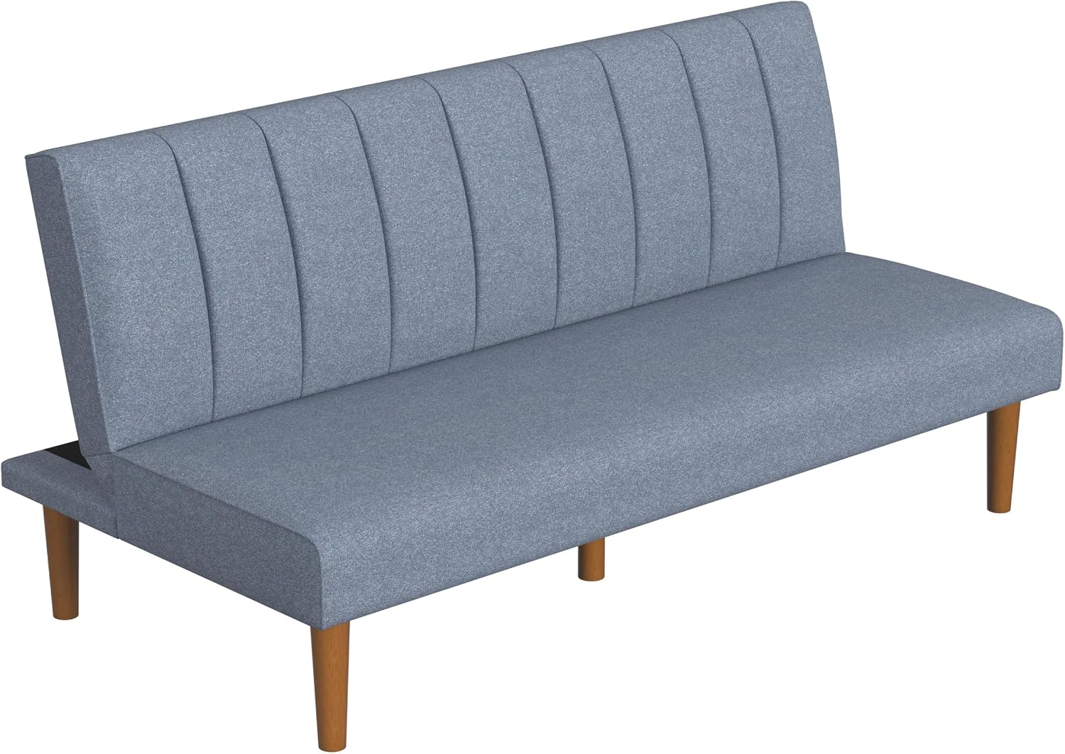 Spatial Order Upholstered Bergen Convertible Futon Sofa Bed, Modern Sofa Couches for Living Room, Small Spaces, Dorm, Apartment, Blue Woven