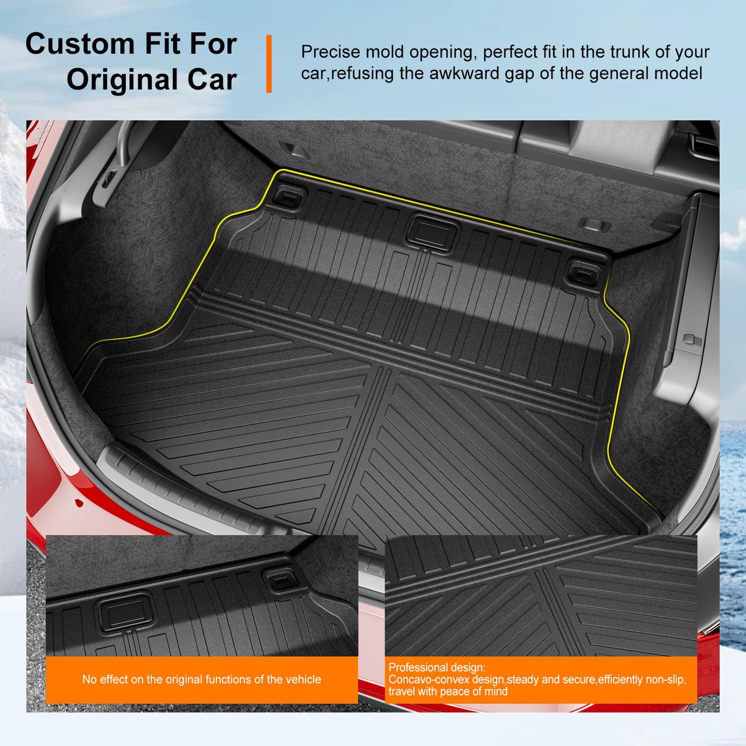 powoq Floor Mats Compatible with 2022-2026 Honda Civic Hatchback Cargo Mat Floor Liner Back Seat Protector TPE Replacement for 2022 2023 2024 2025 2026 Honda Civic Accessories (Trunk Mat+Floor mats)