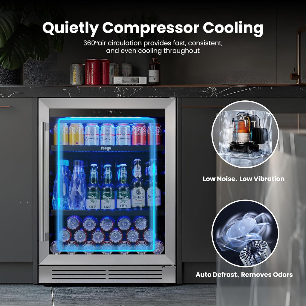 Yeego 48 inch Wine & Beverage Fridge Combo - Wine Cooler with Glass Doors, Hold 47 Bottles and 180 Cans, Built-in, Under Counter & Freestanding, Ideal for Bars, Offices, Restaurants