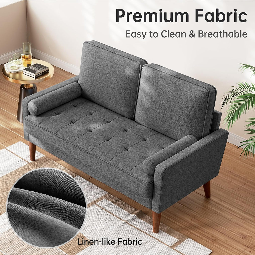 Vesgantti Loveseat Sofa 48' Small Couches for Small Spaces, Love Seat for Living Room, Bedroom, Easy Assembly Mid Century Modern Couch, Charcoal Gray