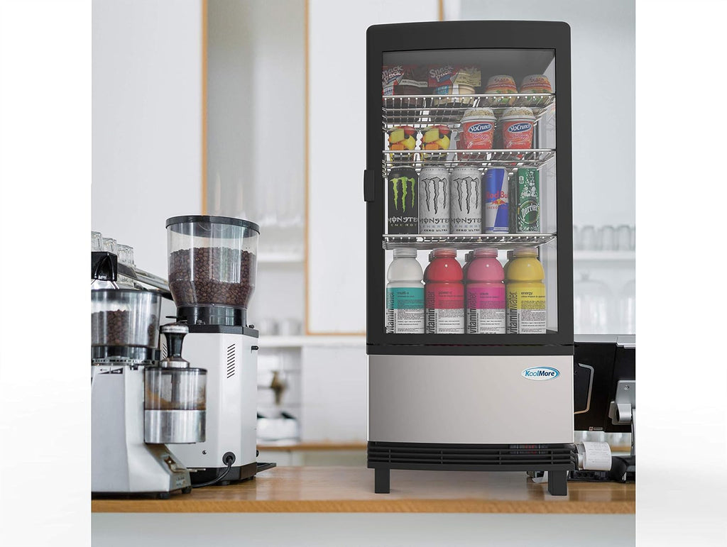 KoolMore Countertop Refrigerator Display Case Commercial Beverage Cooler with LED lighting - 3 cu. ft Capacity, Stainless Steel (CDCU-3C-SS)
