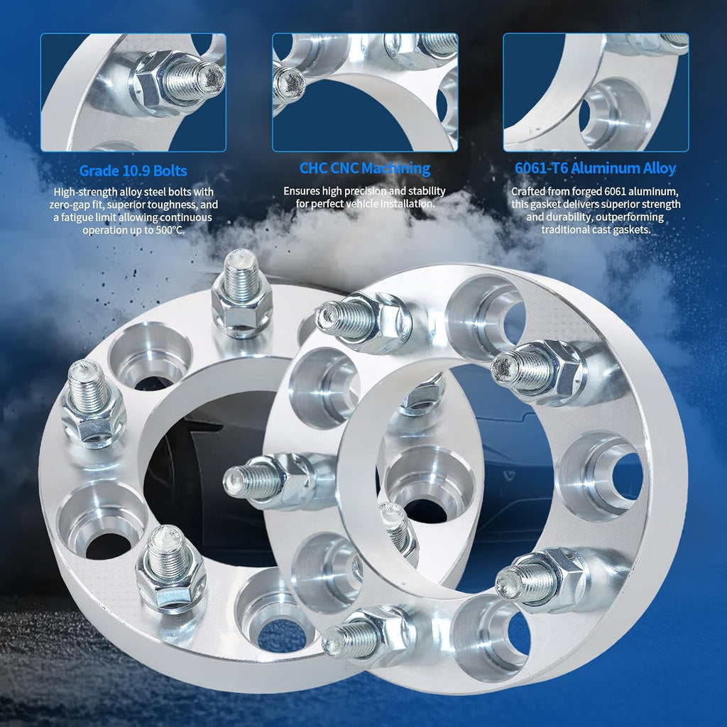 8x170 to 8x6.5 Wheel Adapters 1.5 inch, Lug Centric Wheel Adapters (Changes Bolt Pattern) with M14x1.5 Studs 130mm Hub Bore,4Pcs Adapters