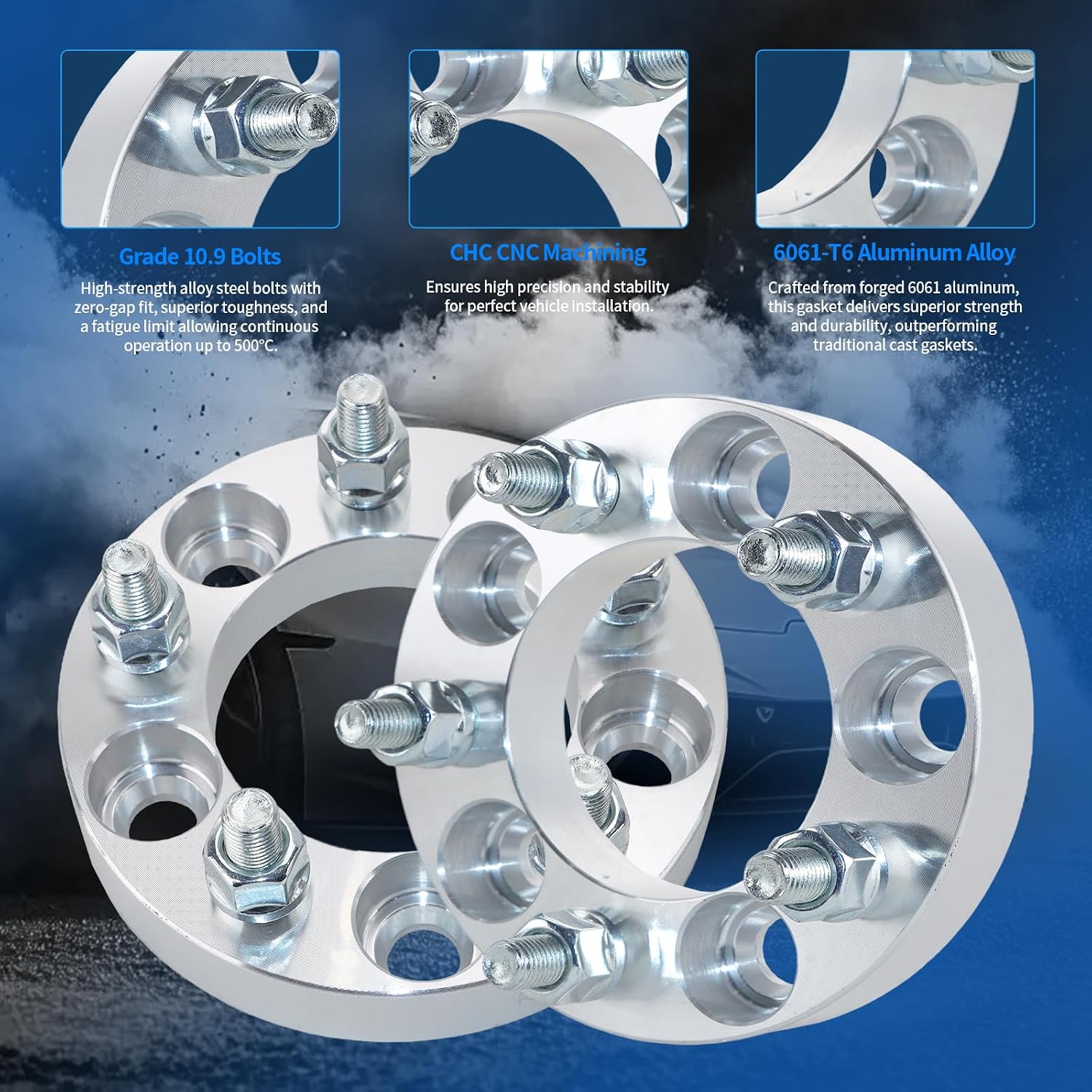 8x170 to 8x6.5 Wheel Adapters 1.5 inch, Lug Centric Wheel Adapters (Changes Bolt Pattern) with M14x1.5 Studs 130mm Hub Bore,4Pcs Adapters